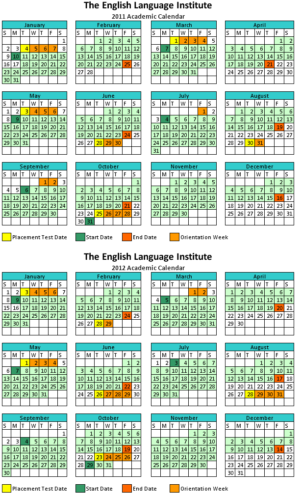 2011/2012 Academic Calendars